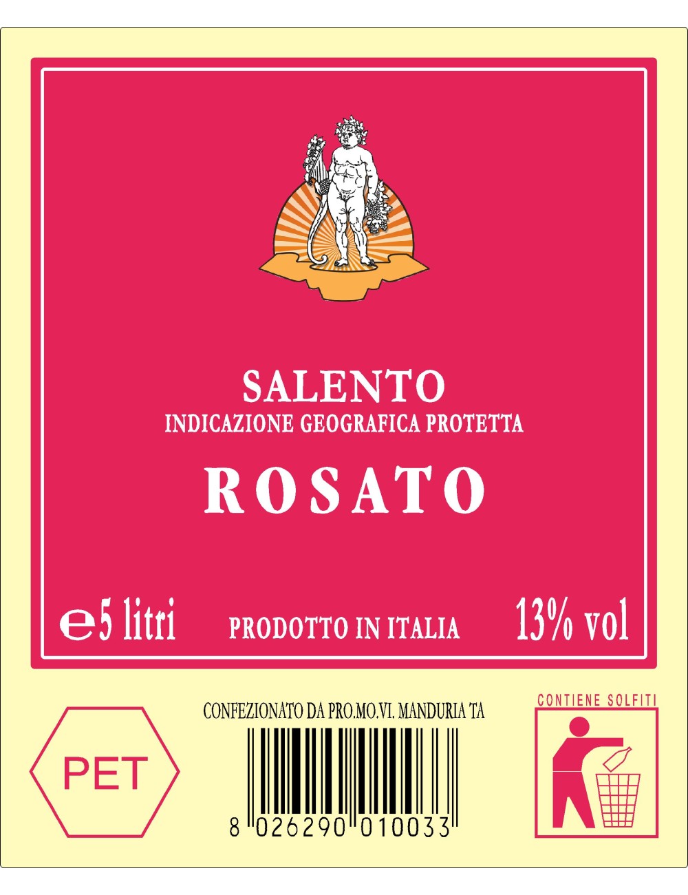 P.E.T. 5 L VINO IGT SALENTO ROSATO 12,5%VOL P.E.T. 5 L VINO IGT SALENTO ROSATO 12,5%VOL
