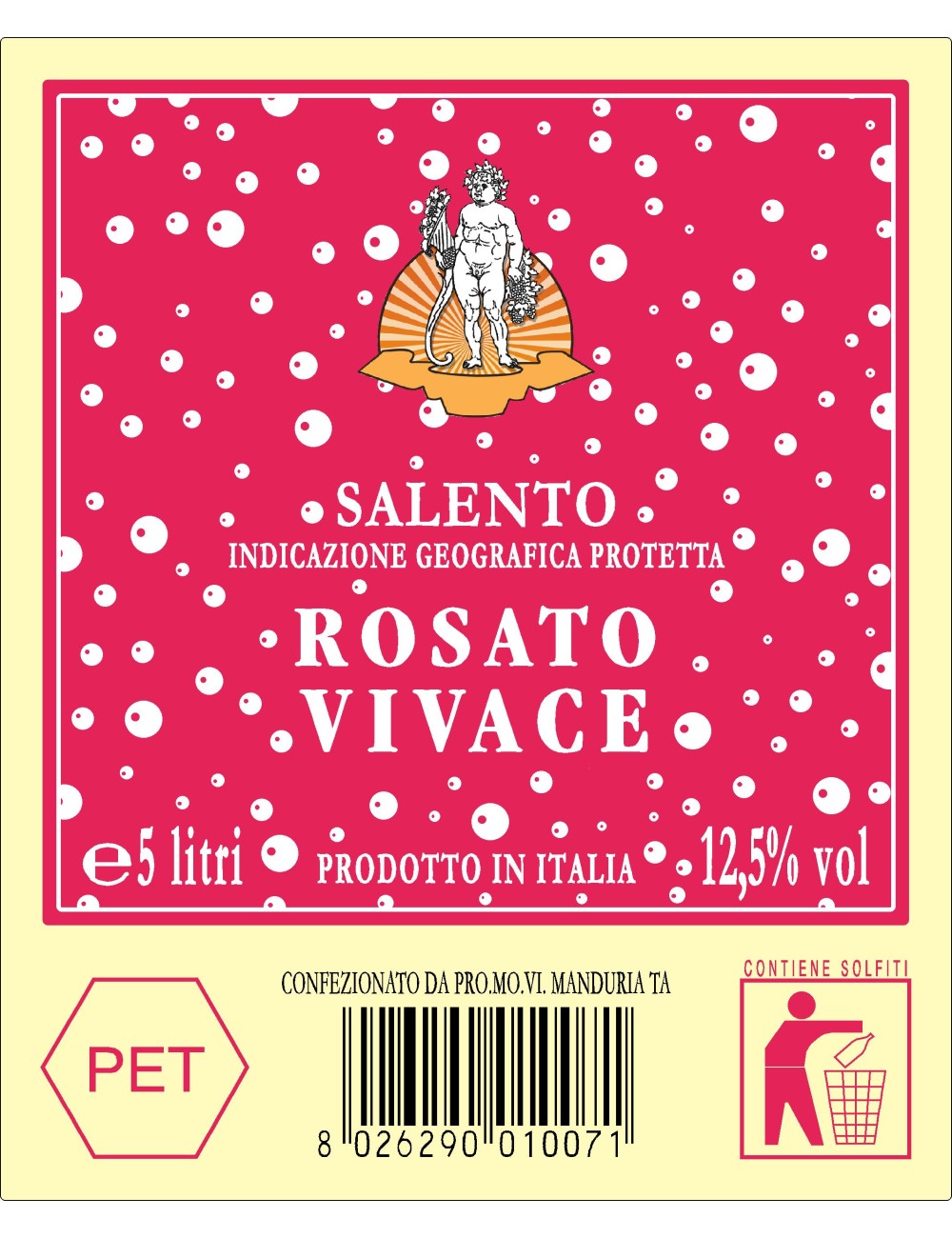 P.E.T. 5 LT VINO IGP SAL. ROSATO VIVACE 12.50%VOL P.E.T. 5 LT VINO IGP SAL. ROSATO VIVACE 12.50%VOL