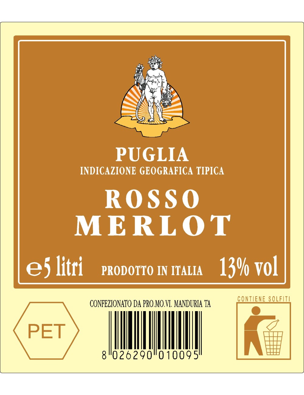 P.E.T. 5 LT VINO IGP PUGLIA MERLOT 13,5%VOL P.E.T. 5 LT VINO IGP PUGLIA MERLOT 13,5%VOL